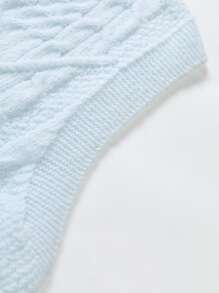 Manfinity Men 1pc Striped Trim Cable Knit Sweater Vest - White - View 5