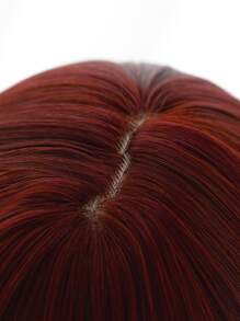 1 extensión de cabello liso sintético resistente al calor de 24 pulgadas de largo en estilo de corte princesa con gorro de peluca rojo rosa, aspecto suave y natural, adecuado para uso diario