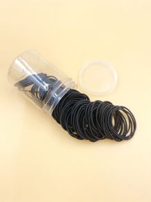 100 piezas Goma de pelo unicolor - Negro - Ver 2