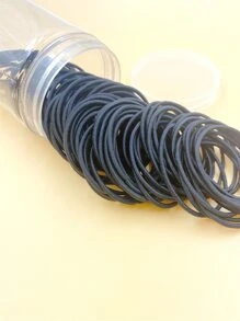 100 piezas Goma de pelo unicolor - Negro - Ver 3