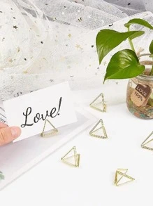 10pcs Solid Metal Card Holder, Gold Iron Alloy Triangle Place Card Clip For Party - Gold - View 4