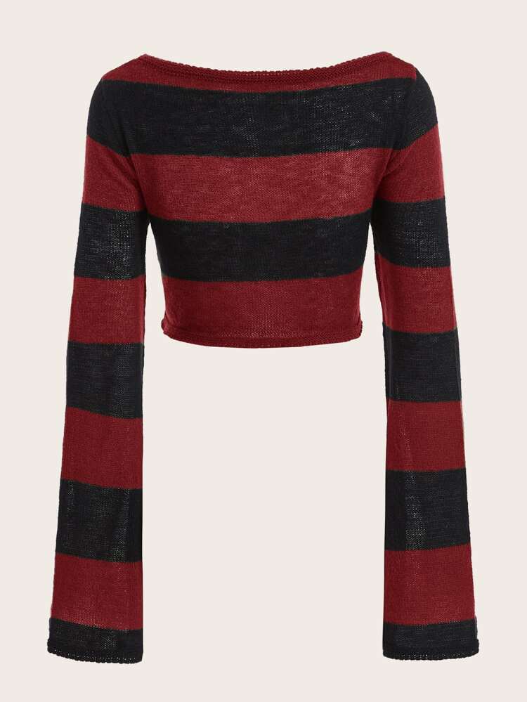 Women's Short Striped Pullover Sweater, New Year's Eve
