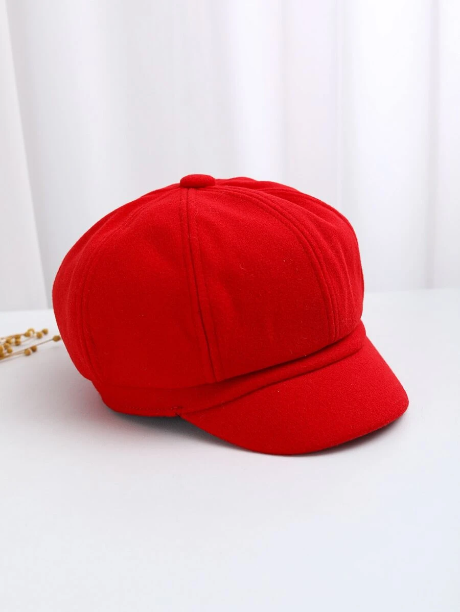 Mũ nồi hình bát giác đơn giản dành cho nữ, thích hợp để mặc hàng ngày và ấm áp - Đỏ - Xem 1