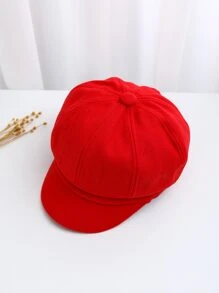 Mũ nồi hình bát giác đơn giản dành cho nữ, thích hợp để mặc hàng ngày và ấm áp - Đỏ - Xem 4