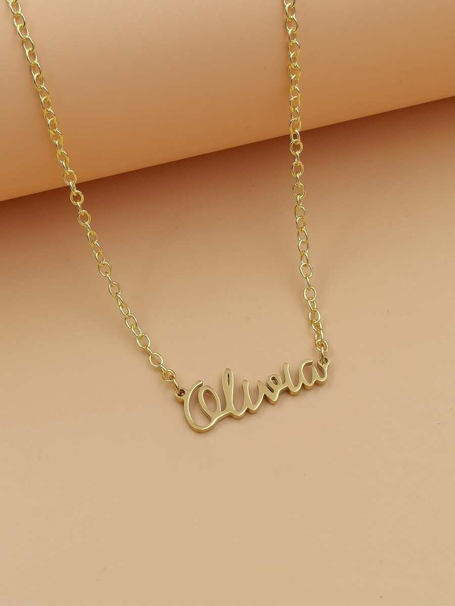 Collar con diseño de letra - Amarillo Oro - Ver 1