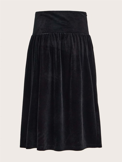Jupe unicolore à lacets en velours
