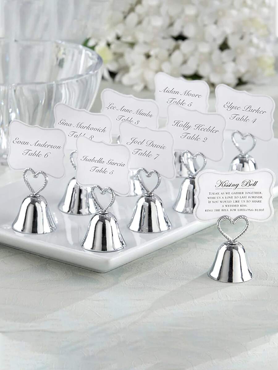 1个/3个创意金属便签夹、婚礼名片夹、桌面装饰、明信片展示架 - 銀色 - 查看 1