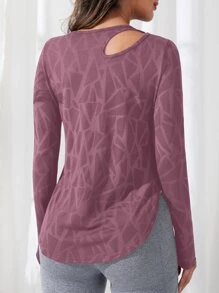 Easithlete Mesh Insert Curved Hem Sports Tank Top Gym Topworkout Tank Top - Mauve Purple - View 2