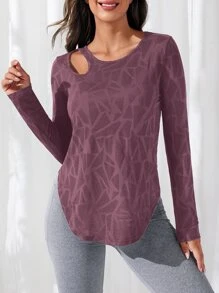 Easithlete Mesh Insert Curved Hem Sports Tank Top Gym Topworkout Tank Top - Mauve Purple - View 4