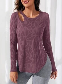 Easithlete Mesh Insert Curved Hem Sports Tank Top Gym Topworkout Tank Top - Mauve Purple - View 5