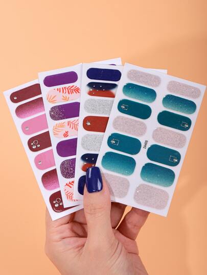 Beauty Sticker 4sheets Leaf Pattern Nail Art Sticker & 1pc Nail File Nail Stickers DIY Nails