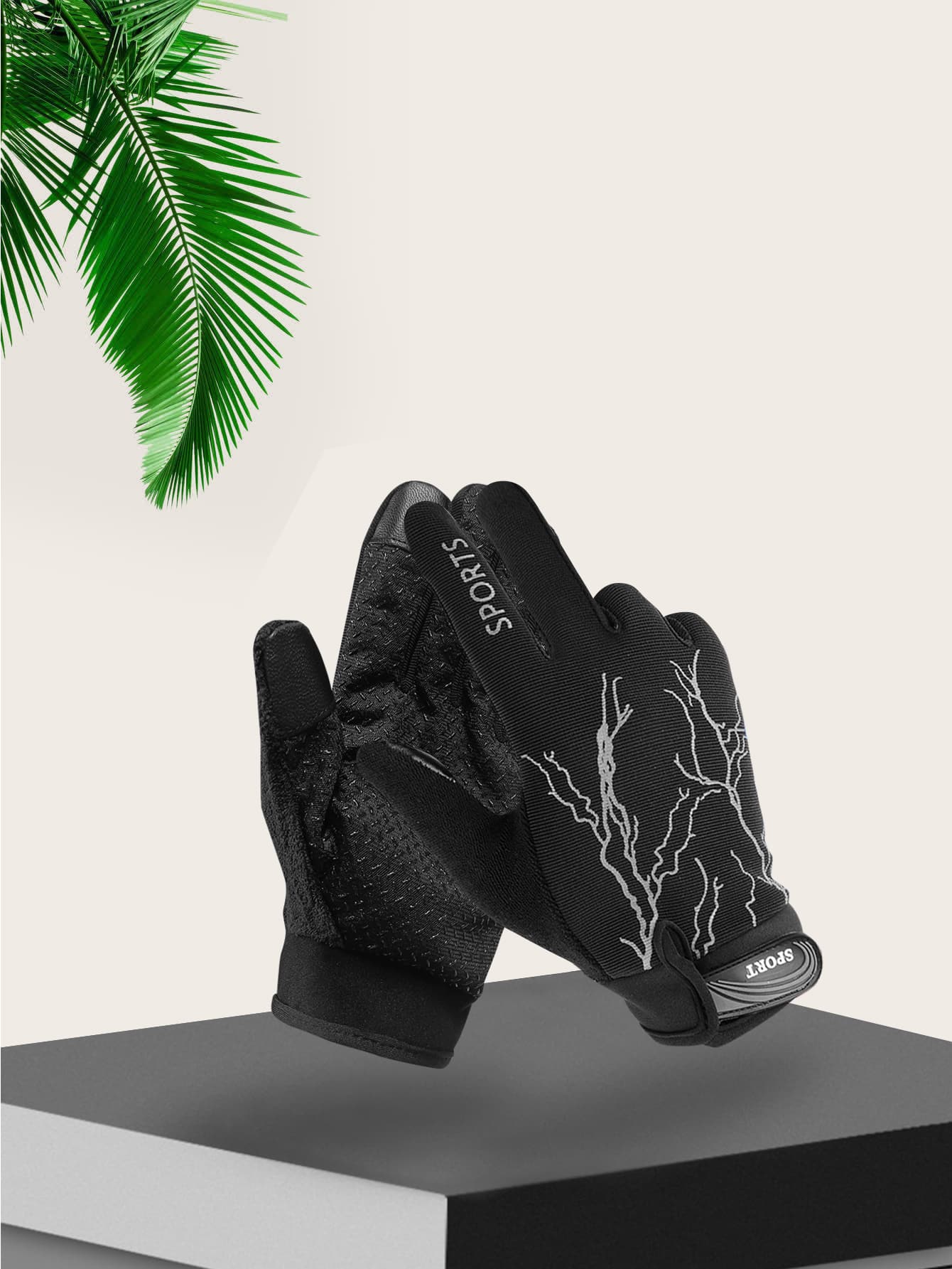 1pair Lightning Pattern Non-Slip Cycling Gloves,Suitable For Cycling,Riding Motorcycle And Skiing,Black Gloves - Grey - View 1