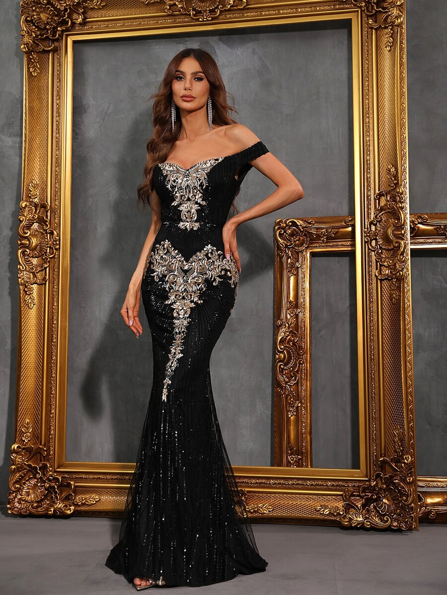 Đầm Dây kéo Đồ họa Buổi tiệc - màu đen - Xem 1