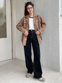 DAZY 撞色插肩袖T恤 - 黑與白 - 查看 10