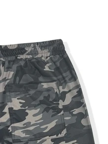 Manfinity Men Camo Print Flap Pocket Side Drawstring Waist Cargo Trousers - Multicolor - View 6
