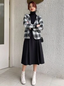 DAZY Váy nữ Nút màu trơn Giải trí - màu đen - Xem 10