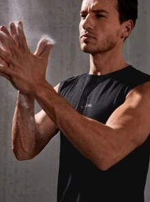 Manfinity Fitness Paquete de camisetas deportivas de tirantes para hombre con detalles reflectantes estilo novio - Negro - Ver 3