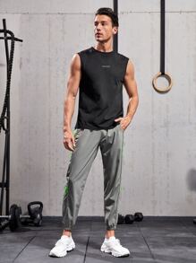 Manfinity Fitness Paquete de camisetas deportivas de tirantes para hombre con detalles reflectantes estilo novio - Negro - Ver 5