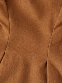 Toddler Girls Solid Lantern Sleeve Fold Pleated Dress - Brown - View 5