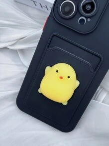 Cartoon Chicken Decor Phone Case With Card Slot - Black - View 6