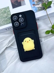 Cartoon Chicken Decor Phone Case With Card Slot - Black - View 7