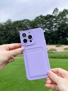 Plain Phone Case With Card Slot,International Version, Not The Domestic Version - Purple - View 4
