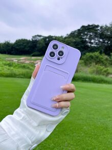 Plain Phone Case With Card Slot,International Version, Not The Domestic Version - Purple - View 5