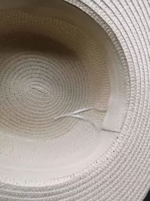 Metal Letter Decor Straw Hat - Beige - View 3