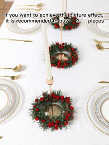 1pc Simulated Holly Pine Circle - Chinese New Year Decoration. New Year Gifts And Party Supplies. Wedding Scene Desktop Decoration Flower Wall Decoration Hanging Items - Multicolor - View 4