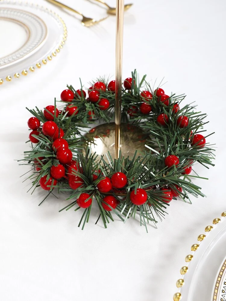 1pc Simulated Holly Pine Circle - Chinese New Year Decoration. New Year Gifts And Party Supplies. Wedding Scene Desktop Decoration Flower Wall Decoration Hanging Items