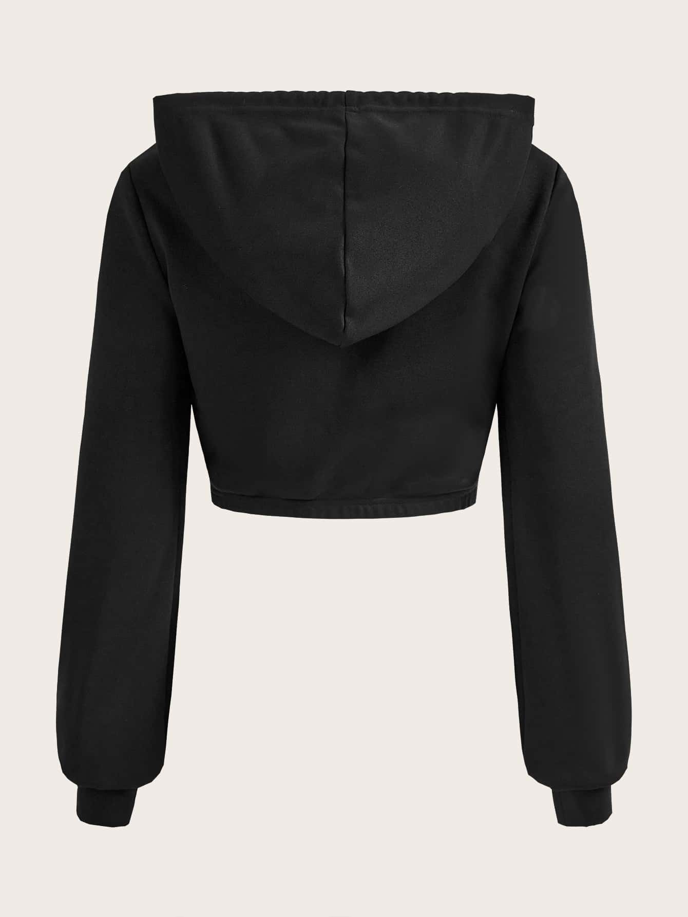 SHEIN Coolane Crossover Drawstring Crop Hoodie SHEIN USA