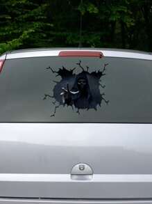 1sheet Ghost Print Car Sticker - Black - View 1