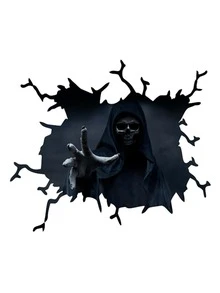 1sheet Ghost Print Car Sticker - Black - View 2