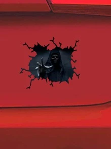 1sheet Ghost Print Car Sticker - Black - View 5