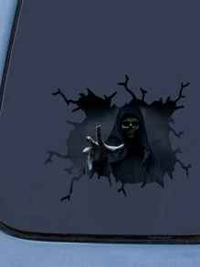 1sheet Ghost Print Car Sticker - Black - View 6