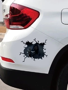 1sheet Ghost Print Car Sticker - Black - View 8