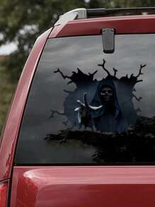 1sheet Ghost Print Car Sticker - Black - View 9
