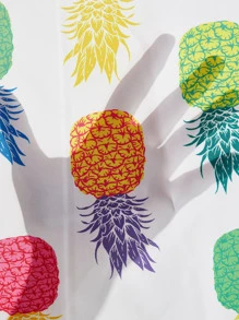 SHEIN LUNE Pineapple Print Batwing Sleeve Blouse - Multicolor - View 6