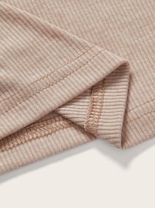 SHEIN EZwear Cut Out Tank Top - Beige - View 4