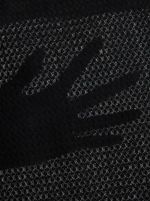 SHEIN Qutie Button Front Lettuce Trim Waffle Knit Top - Black - View 3