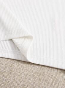 SHEIN EZwear 素色羅紋針織背心上衣 - 白色 - 查看 6