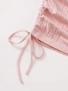 SHEIN EZwear Vestido ajustado tejido de canalé con cordón lateral - Rosa Pálido - Ver 3