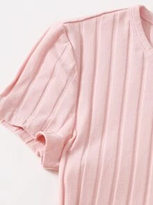 SHEIN EZwear Vestido ajustado tejido de canalé con cordón lateral - Rosa Pálido - Ver 5