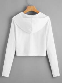 Muchica Solid Zip Up Hooded Jacket - White - View 2