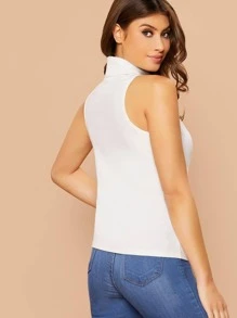 SHEIN Essnce High Neck Rib-knit Tank Top