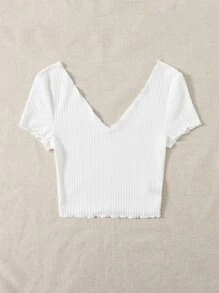 Muchica Áo thun Xù nhỏ màu trơn Giải trí - trắng - Xem 2