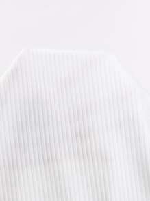 SHEIN Privé Lace Trim Scoop Neck Tee - White - View 6