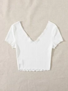 Muchica Áo thun Xù nhỏ màu trơn Giải trí - trắng - Xem 4