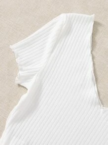 Muchica Áo thun Xù nhỏ màu trơn Giải trí - trắng - Xem 5