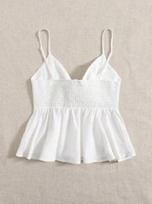 Soleia Top de tirantes de espalda con fruncido con cordón delantero - Blanco - Ver 2